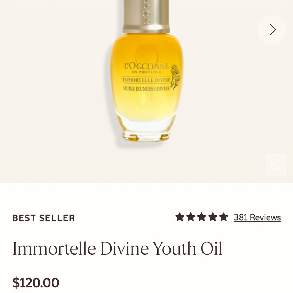 L'OCCITANE Immortelle Divine Youth Oil - Golden Elixir 1 OZ - Picture 3 of 5